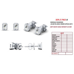 1 CT Emerald-cut Diamond Bezel Solitaire Stud Earrings