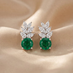 2.94 CT Round Emerald Drop Earrings