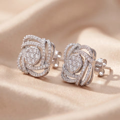 1.46 CT Round Diamond Swirl Studs