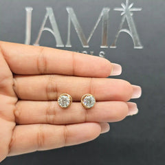 2.15 CT Round Cut Diamond Bezel Stud Earring (Ready for Delivery)