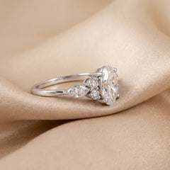 2.10 CT Oval Cut Cluster Side Stone Ring
