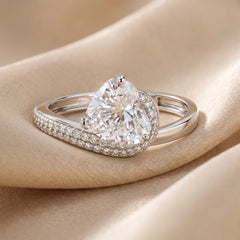 2.27 CT Heart Cut Solitaire Ring – Pavé Wrap