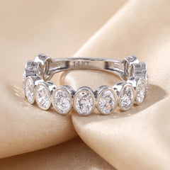 2 CT Oval Cut Bezel Half Eternity Ring