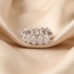 5 CT Oval & Pear Cut Half Eternity Ring