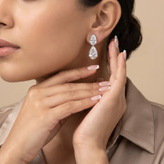 24 CT Pear Diamond Drop Earrings