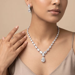 78.50 CT Pear Diamond Necklace & Earrings Set