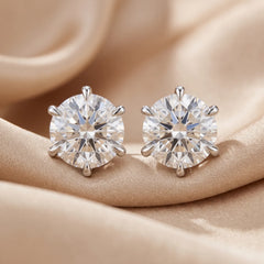 1.70 CT Round Diamond Six Prong Stud Earrings