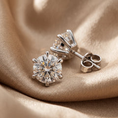 1.70 CT Round Diamond Six Prong Stud Earrings