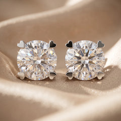 1.70 CT Round Diamond Heart Prong Stud Earrings