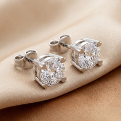1.70 CT Round Diamond Heart Prong Stud Earrings