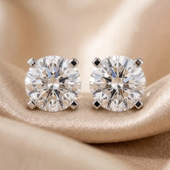 1.70 CT Round Diamond Four Prong Stud Earrings