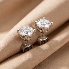 1.70 CT Round Diamond Four Prong Stud Earrings