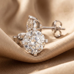 1.70 CT Round Diamond Four Prong Stud Earrings