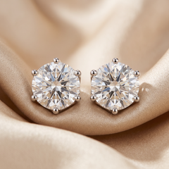 1.70 CT Round Diamond Six Prong Solitaire Stud Earrings