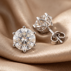 1.70 CT Round Diamond Six Prong Solitaire Stud Earrings