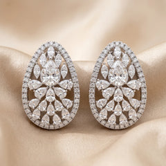 6.06 CT Multi Shape Diamond Floral Cluster Stud Earrings
