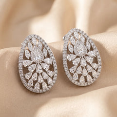 6.06 CT Multi Shape Diamond Floral Cluster Stud Earrings