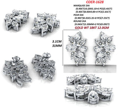 14.44 CT Marquise, Pear & Round Diamond Flower Cluster Earrings