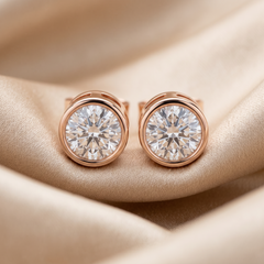 1.00 CT Round Diamond Bezel Stud Earrings