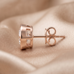 1.00 CT Round Diamond Bezel Stud Earrings
