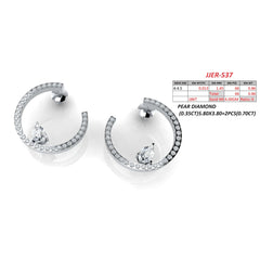1.56 CT Pear & Round Diamond Open Circle Earrings
