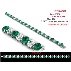 23.10 CT Oval Diamond & Emerald Tennis Bracelet