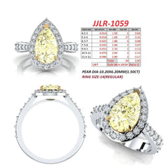 2.40 CT Yellow Pear Halo Ring