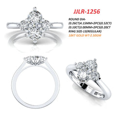 0.72 CT Round Diamond Clover Cluster Ring