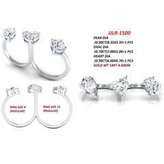 2.50 CT Pear, Oval & Heart Diamond Double Finger Ring