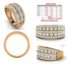 1.46 CT Diamond Wide Multi Row Band Ring