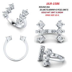 1.08 CT Round Diamond Open Cuff Ring