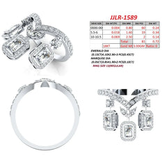 1.27 CT Emerald-cut, Marquise & Round Diamond Halo Drop Ring