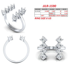 0.69 CT Round Diamond Open Cuff Ring