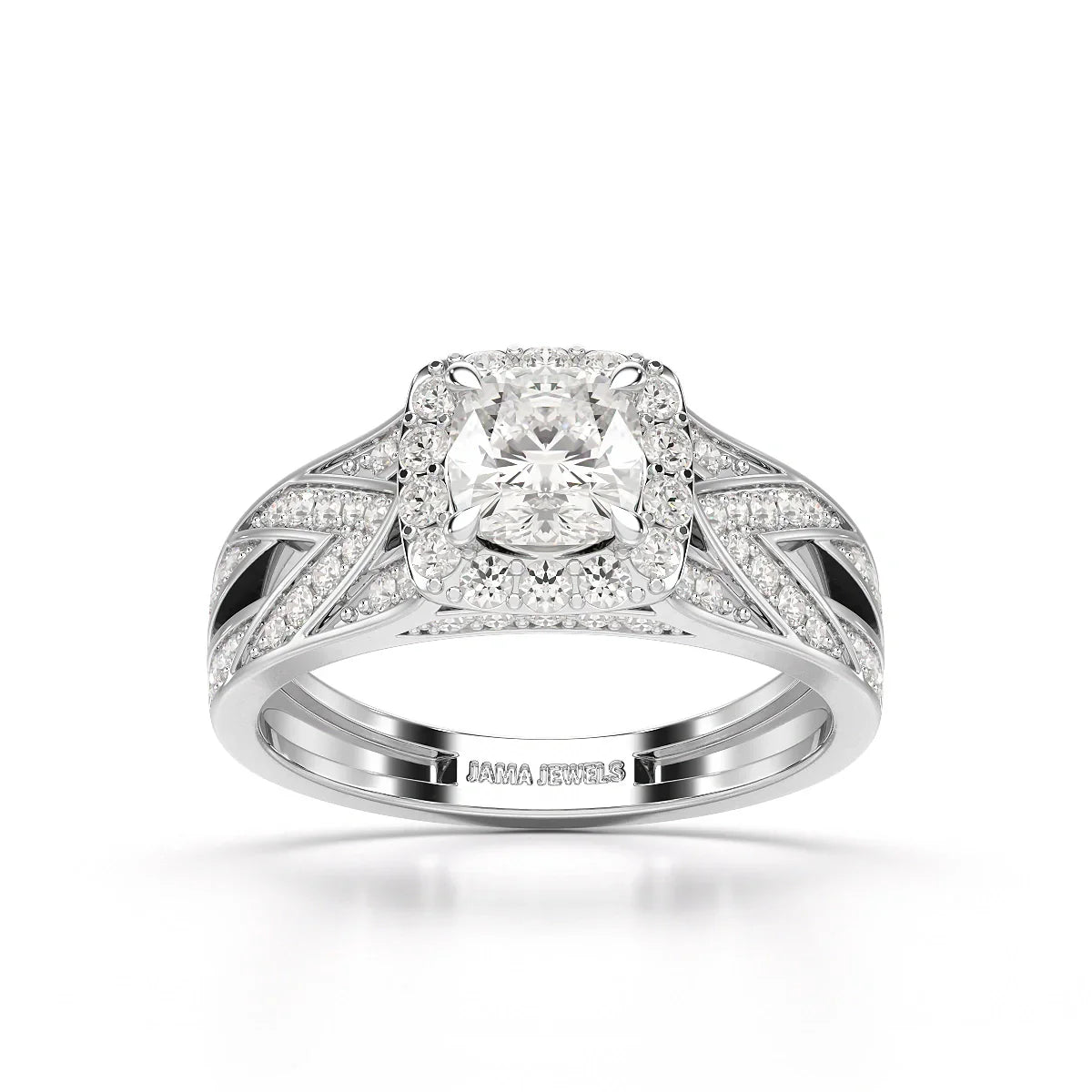 1.55 CT Cushion Cut Layered Halo Lab Diamond Ring