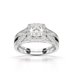 1.55 CT Cushion Cut Layered Halo Lab Diamond Ring