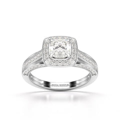 1.53 CT Cushion Cut Halo Lab Diamond Ring