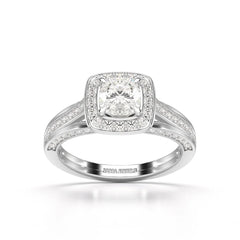 1.53 CT Cushion Cut Halo Lab Diamond Ring