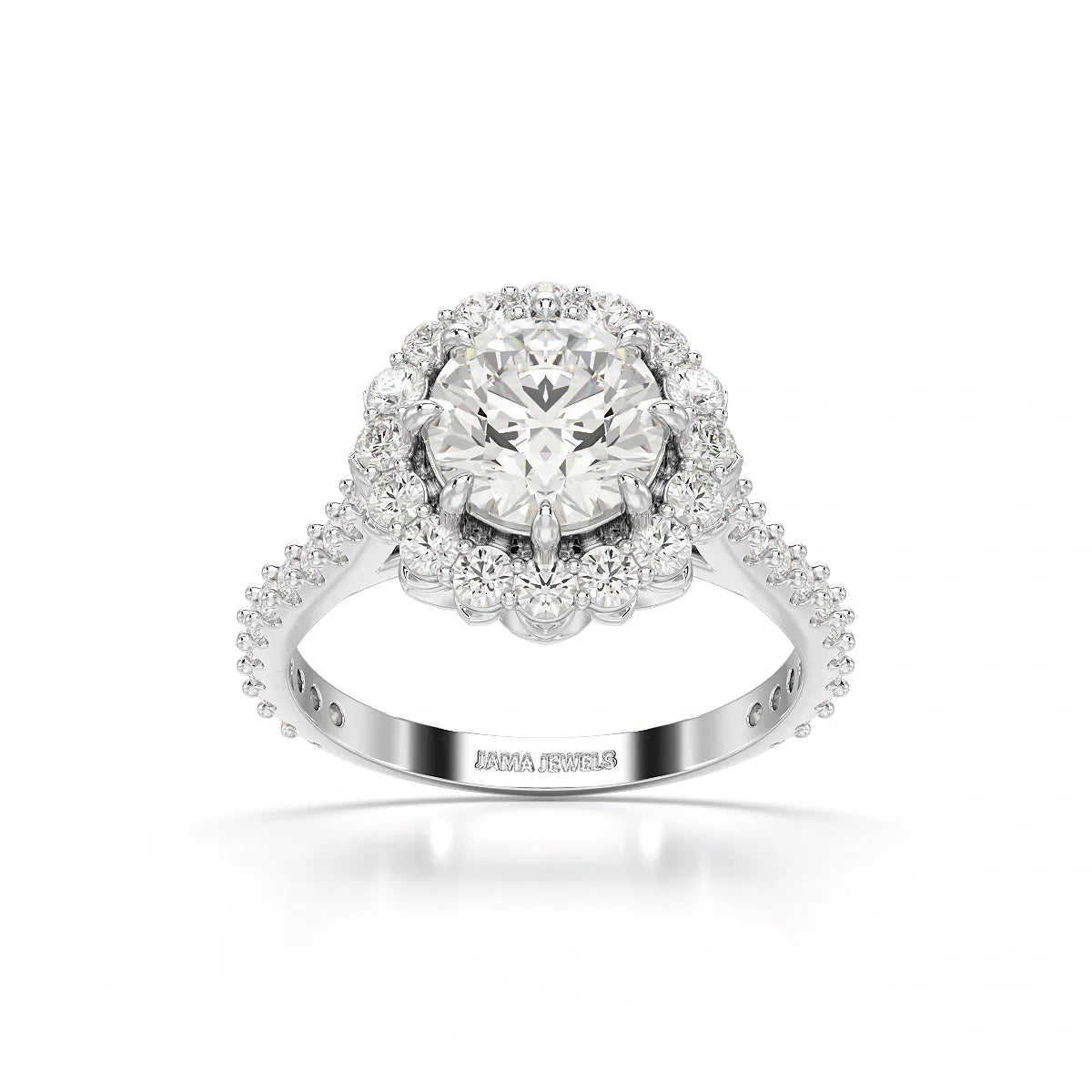 2.42 CT Round Cut Halo Lab Diamond Ring