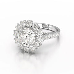 4 CT Round Cut Halo Lab Diamond Ring
