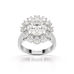4 CT Round Cut Halo Lab Diamond Ring