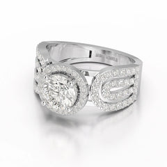 1.72 CT Halo Round Cut Lab Diamond Ring
