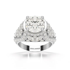 4.16 CT Round Cut Halo Engagement Lab Diamond Ring