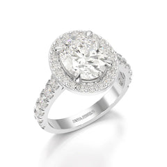 3.48 CT Oval Cut Halo Lab Diamond Ring