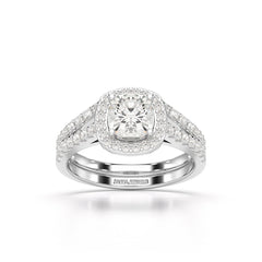 1.77 CT Cushion Cut Halo Layered Lab Diamond Ring