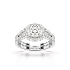 1.77 CT Cushion Cut Halo Layered Lab Diamond Ring