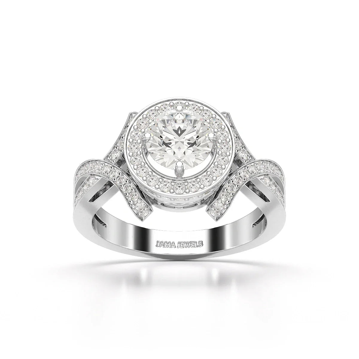1.9 CT Round Cut Solitaire Halo Lab Diamond Ring