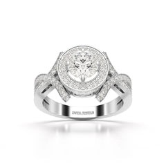 1.9 CT Round Cut Solitaire Halo Lab Diamond Ring