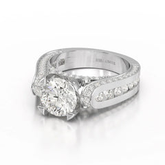3.37 CT Cushion Cut Solitaire Halo Lab Diamond Ring