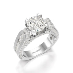 3.37 CT Cushion Cut Solitaire Halo Lab Diamond Ring