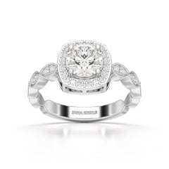 1.57 CT Cushion Cut Solitaire Halo Lab Diamond Ring